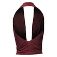 thumbnail image 3 of A2Y Women's Sexy Drape Front Deep V-Neck Cowl Neckline Halter Backless Party Club Top Burgundy S, 3 of 6