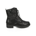 thumbnail image 2 of Bumper DD52 Women Leatherette Ribbed Cap Toe Zip Combat Boot, 2 of 5