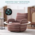 thumbnail image 6 of Villeston 360° Fabric Striped Swivel Accent Chair with Sand-Rimmed Fabric and Metal Bracket, Suitable for Living Room, Balcony and Bedroom，Red, 6 of 7