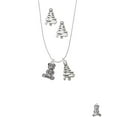 thumbnail image 2 of Delight Jewelry Antiqued Teddy Bear Silver tone Zig Zag Christmas Tree Charm Necklace and Stud Earrings, 2 of 4