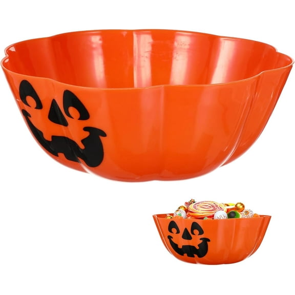 1pc Orange Halloween Fruit Plate with Pumpkin Lamp Pattern Fun Salad Bowl for Halloween Decoration Ghost Festival Ingredient Plate for Parties and Treats