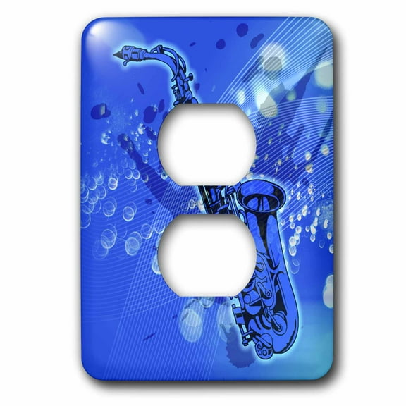 3dRose, Blue Saxaphone, 2 plug outlet cover