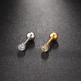 thumbnail image 1 of Pendientes pequeños de acero inoxidable con forma de bola y tornillo para mujer con forma de circón, 1 of 1