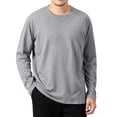 thumbnail image 3 of UVEASISHA Men's Solid Color Long Sleeve T-Shirts Business Casual Regular Fit Tees Fall Lightweight Stretchy Undershirts Soft Comfy Pajama Tops Gray 3XL, 3 of 9