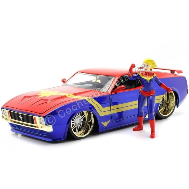 Coche fundido a presión Jada 1:24 1973 Ford Mustang Mach 1 con figura