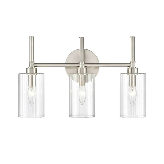 Millennium Lighting Chastine Bathroom Vanity Light Fixture with Clear Beveled Glass Shades 3 Light - Brushed Nickel