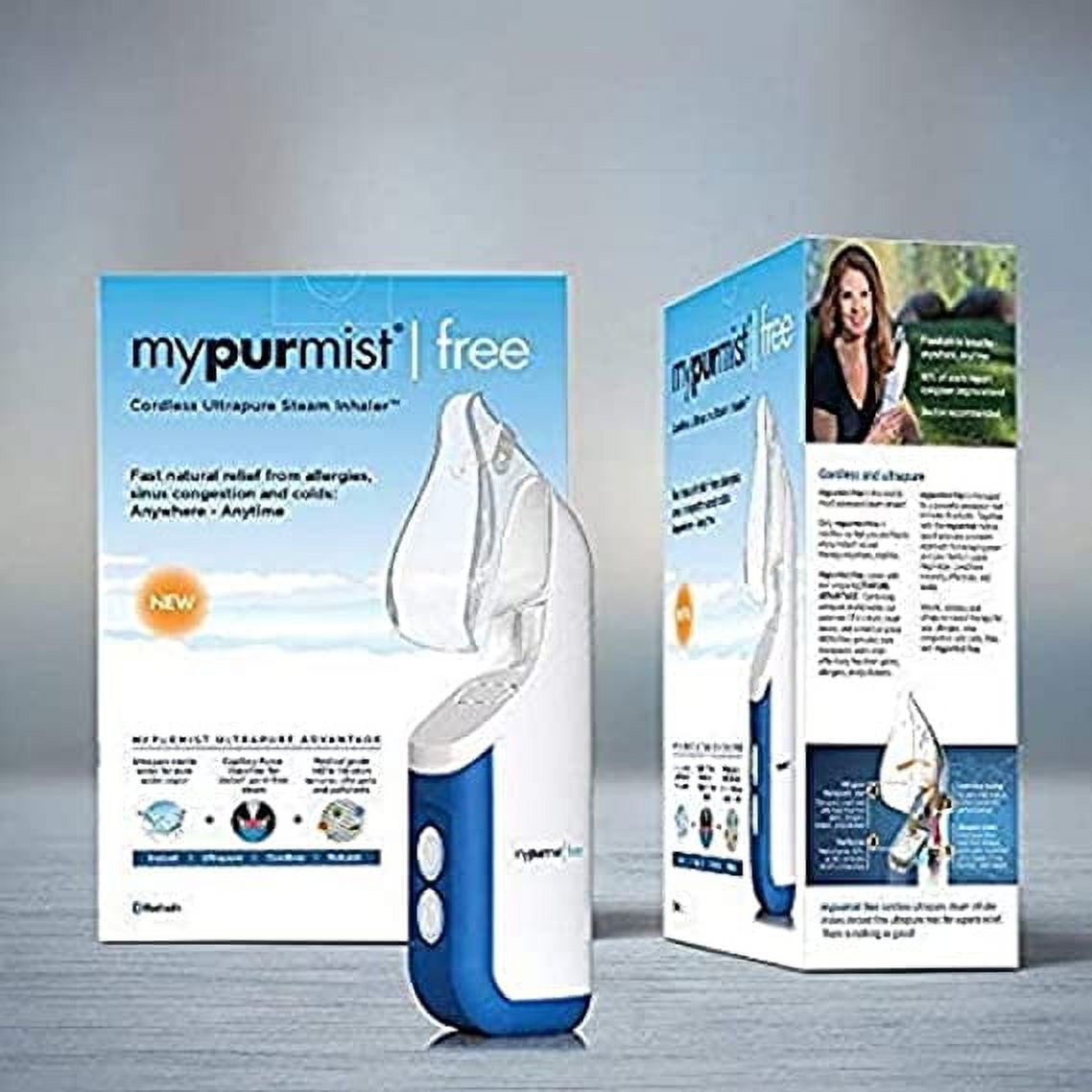 New! Mypurmist Free Ultrapure Handheld Personal Steam Inhaler, Vaporizer and Humidifier (Cordless 2-Pack)
