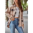 thumbnail image 2 of Plaid Print Detail Shacket, Beige, Large, 2 of 5