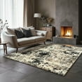 thumbnail image 3 of Ottomanson Soft Shag Area Rug 5x7 Abstract Modern Rug for Bedroom, 5'3" x 7', Beige/Ivory, 3 of 13