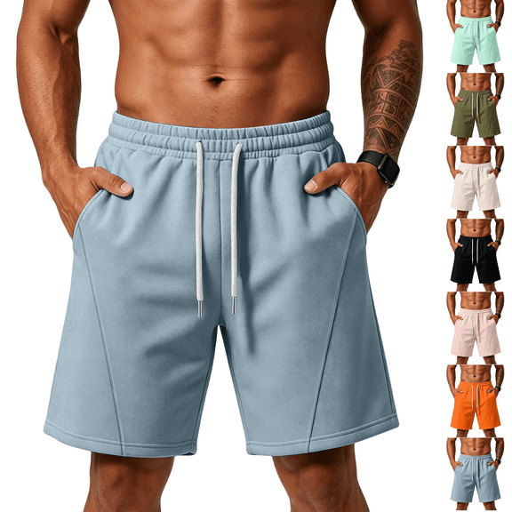 Mens Baggy Air Layer Fabric Sweat Shorts Summer Athletic Casual Shorts with Pockets Blue 2XL