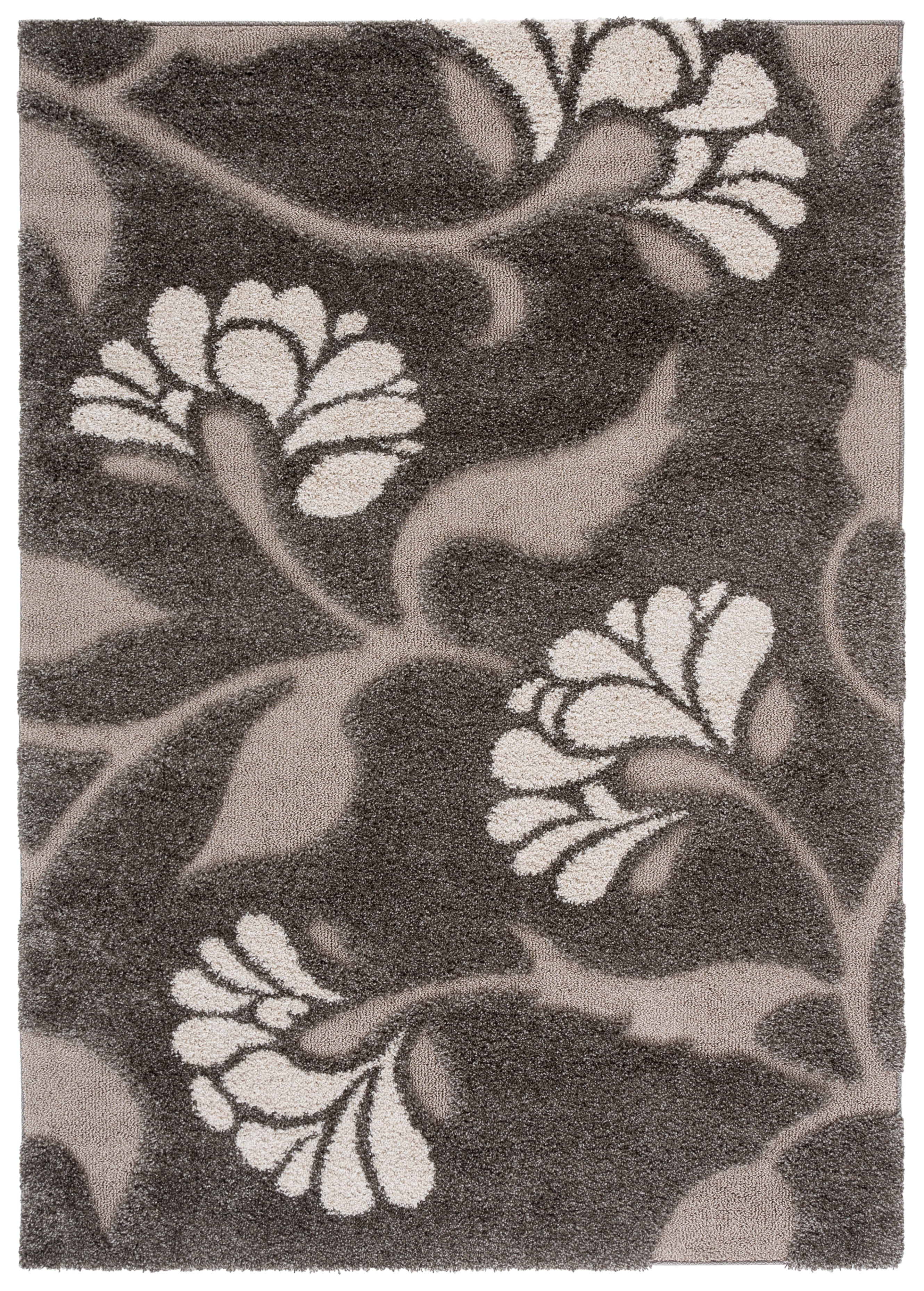 Safavieh Florida Teodor Geometric Shag Area Rug, Smoke/Beige, 6' x 8'