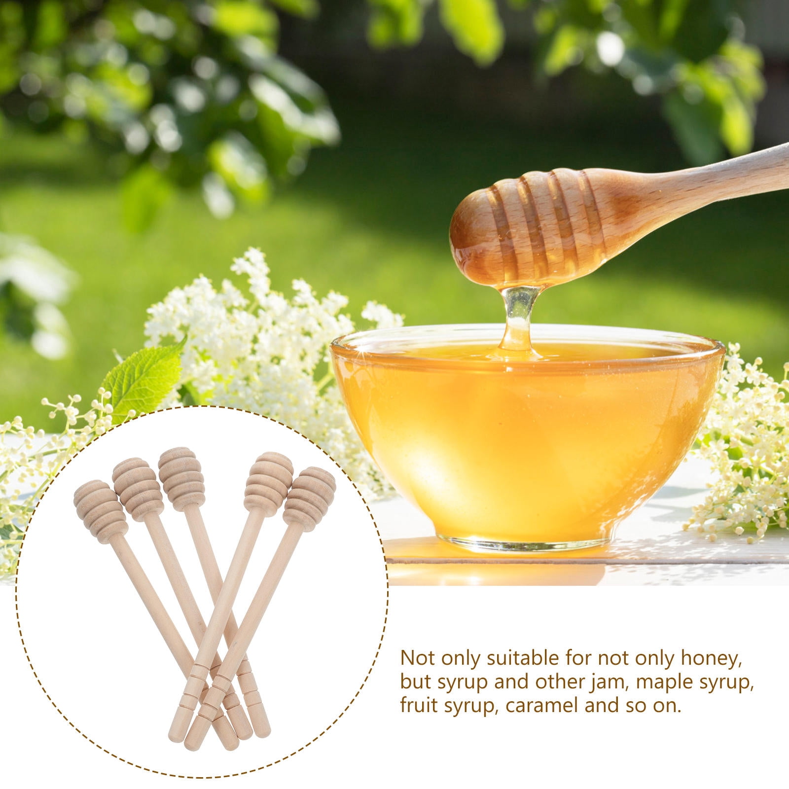 Wooden Handle Honey Spoons Silicone Honey Drizzle Sticks With Spiral - View #10