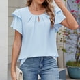 thumbnail image 1 of Round-neck, fly-sleeved chiffon T-shirt, 1 of 9