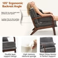 thumbnail image 4 of Newest 29" Comfy Accent Armchair, Antique Dark Grey Upholstered with Curved Wood Armrests & Lumbar Cushion for Living Room & Bedroom, 4 of 13