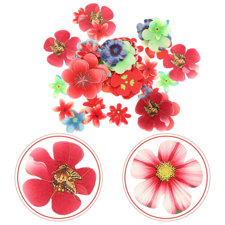Edible Flowers for Cakes 1 Box of Edible Flowers for Cake Decorative Rice Paper Flowers Edible Cake Decors Cupcake Toppers, Women's, Size: 15x12x3CM