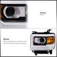 thumbnail image 3 of For 2014-2019 GMC Sierra Black Housing Clear Lens Amber Signal Reflectors Projector Headlight Headlamps Assembly Pair - 1500 2500HD 3500HD 2500 3500 HD, 3 of 9