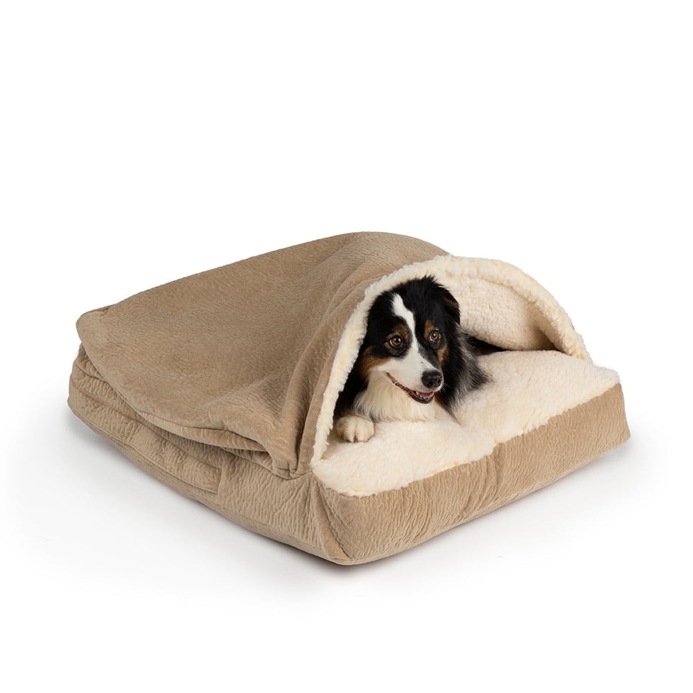 Snoozer Cozy Cave Square Pet Bed, Small, Piston Sand, Hooded Nesting