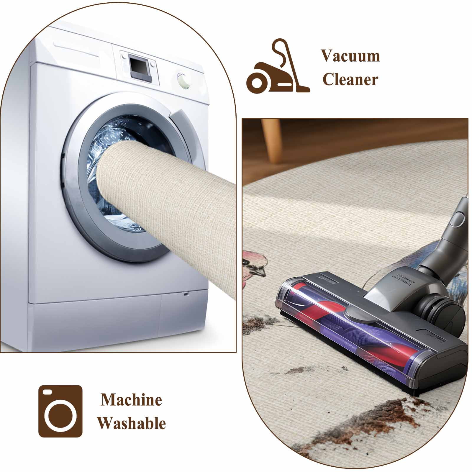 Watercolor Birds Round Area Rug 7Ft Washable Circle Rugs for Dorm Laundry Room, Spring Animal Country Beige Non-Slip Carpet Floor Mats Indoor Outdoor Carpet Runner Aesthetic Home Decor