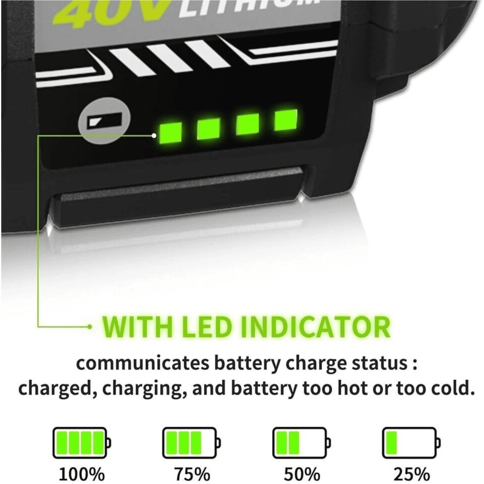Upgraded 6.0Ah for Ryobi OP4040 40V Li-ion Battery Compatible with 40V Cordless Power Tools