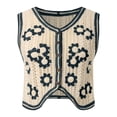 thumbnail image 6 of Duoif Sweater Vest Women, Women's Knitted Vest Sleeveless V Neck Cardigan Button Printed Short Vest Womens Vest Blue, 6 of 6