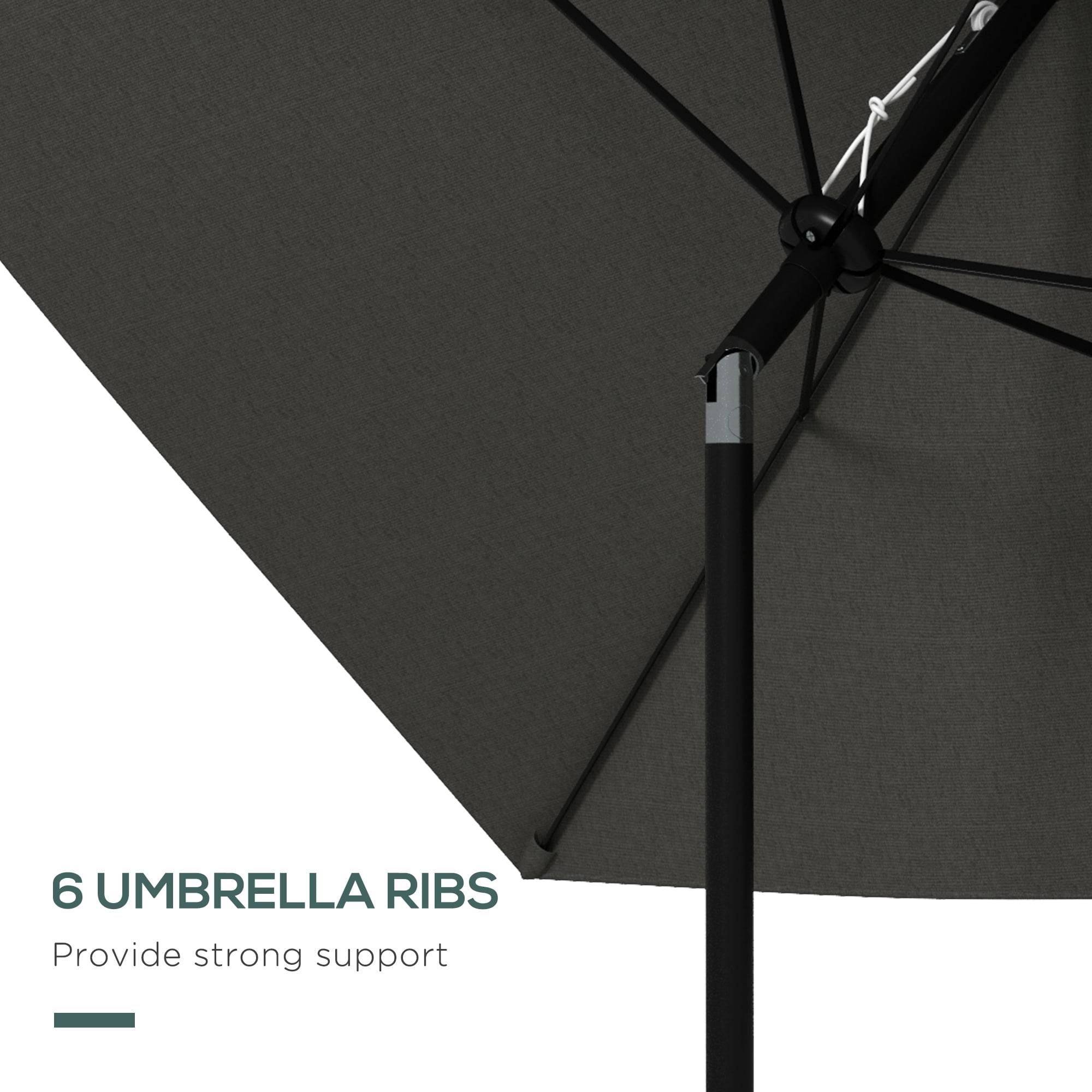 Outsunny 6.5' x 10' Patio Umbrella w/ Crank and Push Button Tilt, Gray
