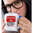 thumbnail image 2 of 3drose, Restricted Area Authorized Hot Wheels Fans Only Sign, 11oz Two-tone Blue Mug, 2 of 6