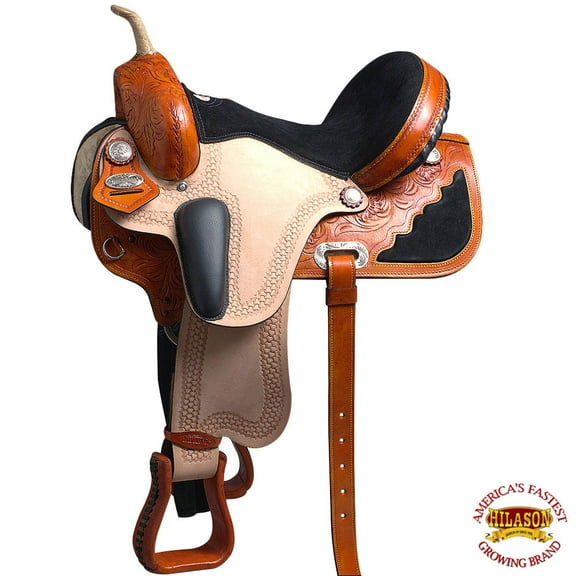 Hilason 15 In Flex Tree Western Horse Saddle American Leather Trail Barrel