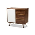 thumbnail image 2 of Baxton Studio Grover Mid-Century Modern Two-Tone Cherry Brown and White Finished Wood 1-Door Sideboard Buffet, 2 of 9