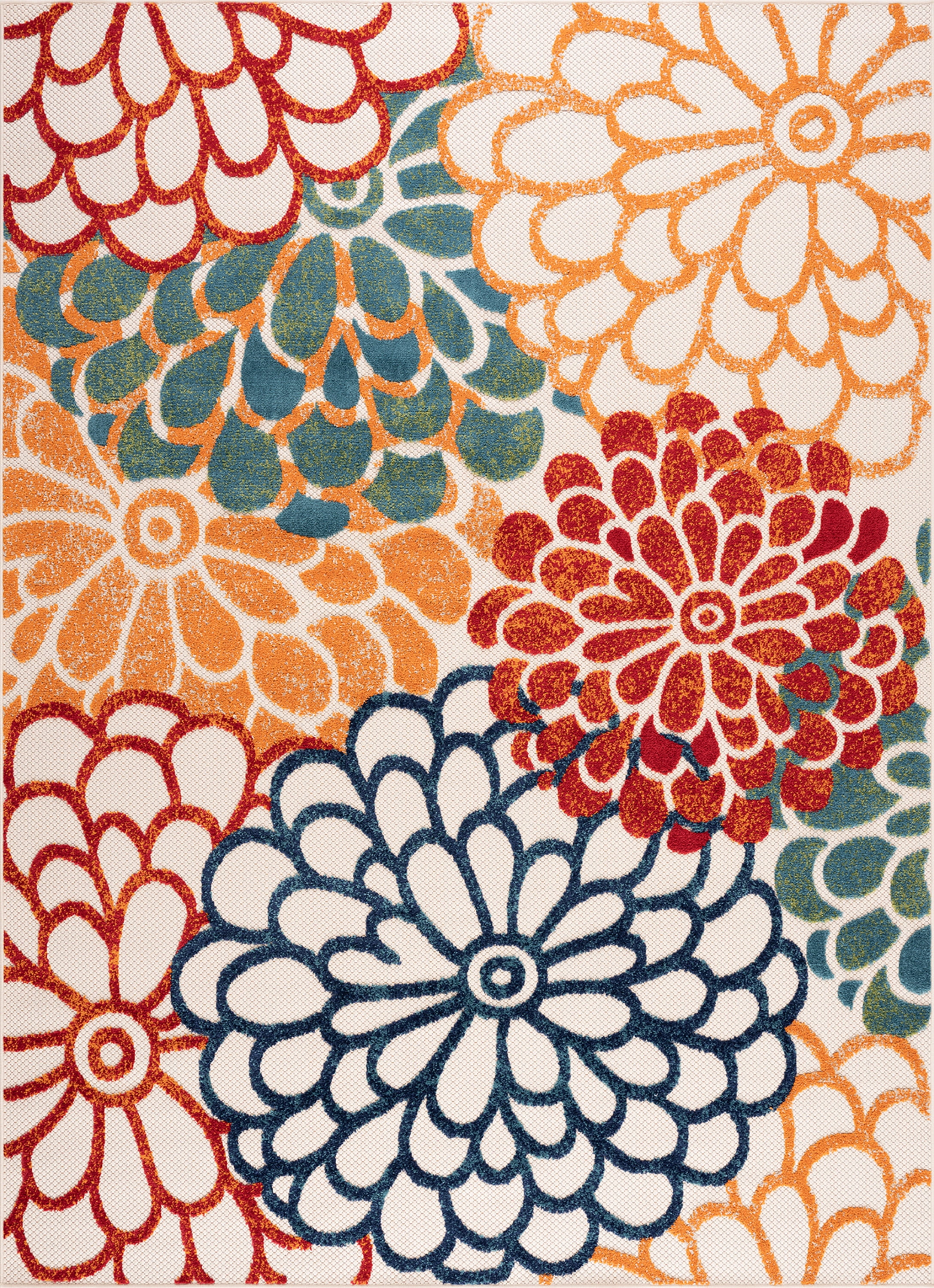 Oasis Modern Floral Multicolor Polypropylene Indoor Outdoor Area Rug, 5'x7' Rectangle
