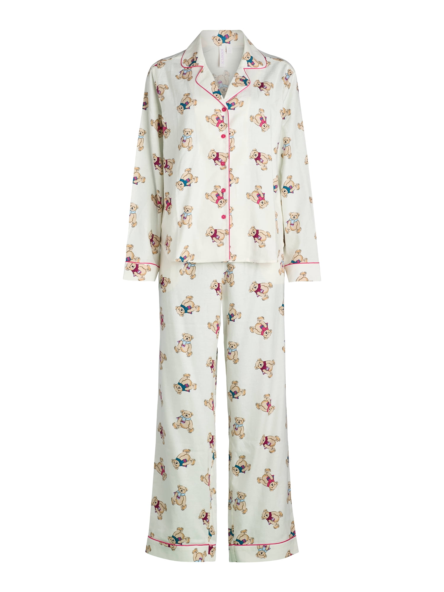 Joyspun Women's Flannel Long Sleeve Top and Pants Pajama Set, 2-Piece, Sizes XS-3X
