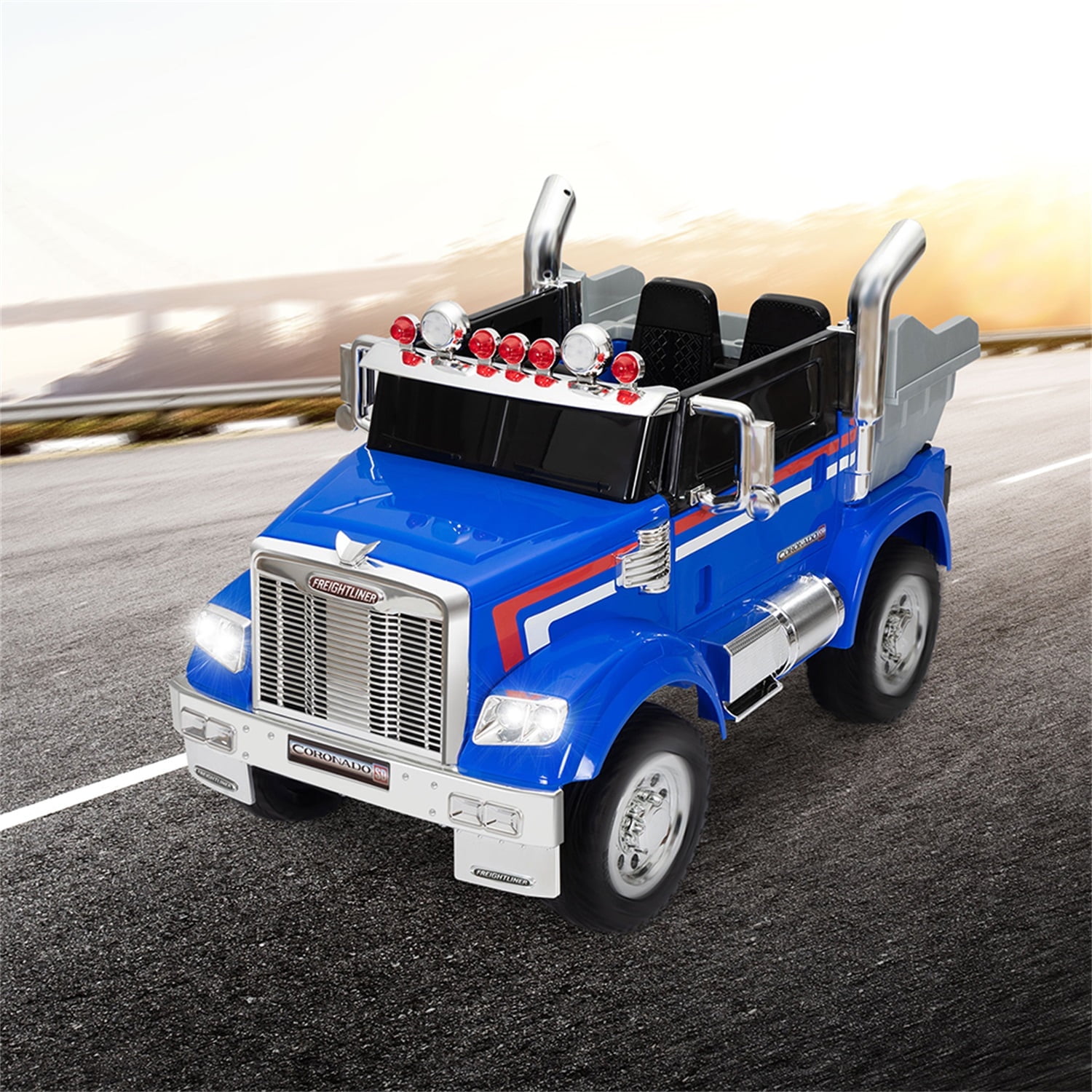CIPACHO Kids Battery 12V Ride On Electric Car Toy, Optimus Prime Truck with Remote Control, Transformers Die-Cast Vehicle, Music, Rear Loader, Blue