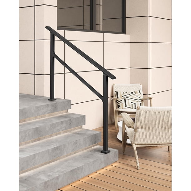 Yeshouse Pasamanos metálicos para escaleras exteriores, kit de pasamanos para escaleras exteriores, pasamanos de aluminio y hierro forjado para escaleras exteriores, para mayor seguridad y estabilidad