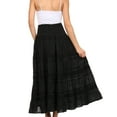 thumbnail image 2 of Sakkas Lace and Ribbon Peasant Boho Skirt - A-Burgandy - One Size, 2 of 11