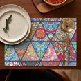 thumbnail image 4 of Multicolor Ethnic Geometric Pattern Summer Placemats Table Placemats Set Of 6-Linen Kitchen Washable Placemats Table Mats 11.8"x17.7" Non-Slip Heat Resistant, 4 of 5