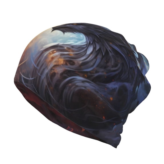 Rateoe Red And White Beast Cotton Slouchy Beanie Hat for Men/Women,Lightweight Oversize Large Thin Skull Cap Night Sleeping Cap