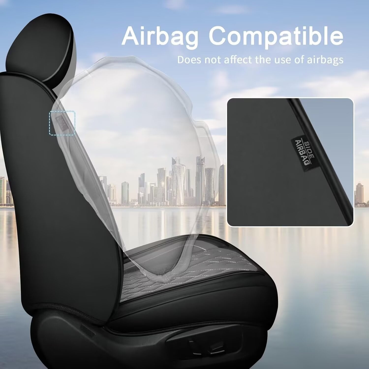 DIKSOAKR Car Seat Cover Fit for Honda HR-V/HRV 2016-2024 2025:Faux Leather Seat Protector Waterproof Anti-Slip Premuim Auto Interior Accessories(Black&Grey),Front Seat(2 Seats)