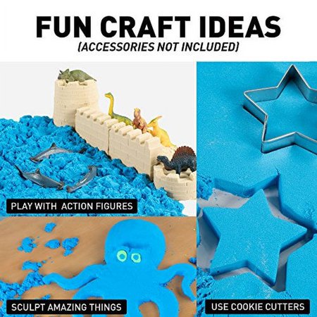 NATIONAL GEOGRAPHIC Play Sand with Castle Molds and Tray - 2 LBS (Natural) - A Kinetic Sensory Activity 2 Pound Natural