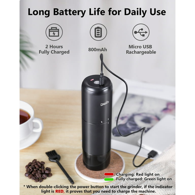Portable Electric Burr Coffee Grinder machine-Small Coffee Bean – CONQUECO