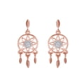 thumbnail image 2 of Natural Diamond Accent Dreamcatcher Drop Dangle Earrings For Women In 14k Rose Gold Over Sterling Silver (0.05 Cttw,I2-I3 Clarity,I-J Color), 2 of 5