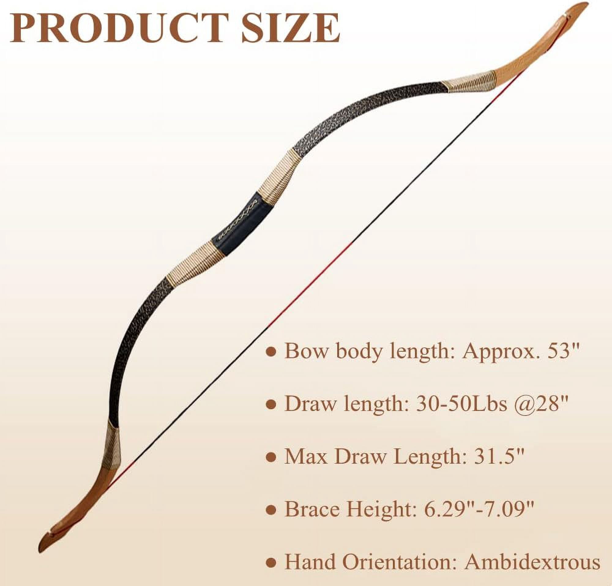AME Longbow and Arrow Set for Adults Traditional Recurve Bow Mongolian Horse Bow Handmade LongBow Horsebow with Archery Accessories for Shooting Target Practice（40lbs）