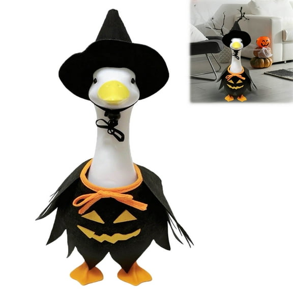Porch Goose Outfits for 23/17'' Lawn Goose Statue Birthday Halloween Christmas Fall Lawn Goose Clothing Costume Porch Goose Wigs for Outdoor Garden Yard Decor, Halloween Patio Decor
