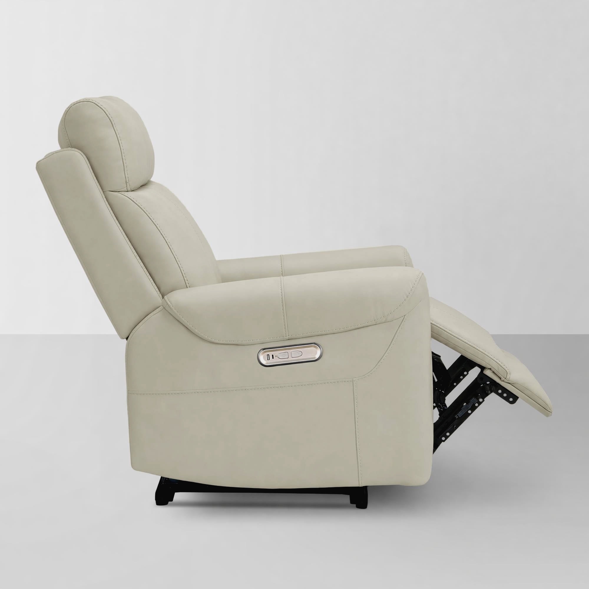 Spruce & Spring Power Recliner Chair, Wall Hugger Reclining Chair for Living Room, Bedroom, Faux Leather, Creamy Gray