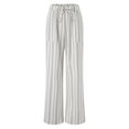thumbnail image 7 of Duqingm Loose Pants for Women Women's Wide Leg Striped Pants Casual Drawstring Elastic Low Rise Pajama Pants Lounge Wear Trousers Grey,2XL, 7 of 7