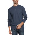 thumbnail image 2 of Camiseta henley de punto waffle resistente a la intemperie para hombre, azul, grande Weatherproof henley, 2 of 2
