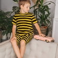 thumbnail image 4 of Balery Bee Stripe Conjunto de Pijama Infantil de Manga Corta con Estampado – Ropa de Dormir de Algodón Suave-Small, 4 of 6