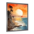 thumbnail image 2 of Designart "Strip of Coastal Paradise under Sunset Glow I" Coastal Framed Wall Art - Coastal Orange Coastal Minimalism Living Room Framed Canvas Art, 2 of 6
