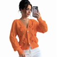 thumbnail image 6 of Women'S Bowknot Chunky Knit Cardigan Sweaters Open Front Cozy Long Sleeve Button Up Cardigan for Winter Orange M, 6 of 10