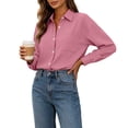 thumbnail image 6 of Button Down Shirts for Women Cotton Oxford Shirts Long Sleeve Dress Shirts Work Casual Solid Tunic Tops Collared Blouse Linen Tops, 6 of 6