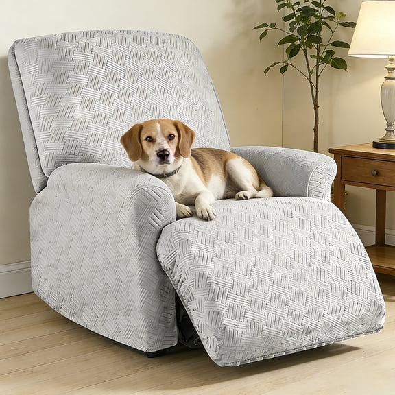 AuraLane Recliner Chair Cover, 3 Piece Stretchable Slipcover with Storage Pockets, Anti-Slip Furniture Protector for Kids & Pets(1 Seater,Only Cover)