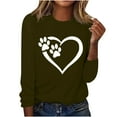 thumbnail image 2 of Wycnly Sale Sweatshirt for Women Fall Fashion Lightweight Comfy Loose Ladies Heart Paws Print Pullover Tshirt Tops Winter Trendy Striped Print Round Neck Long Sleeve Blouses, 2 of 4